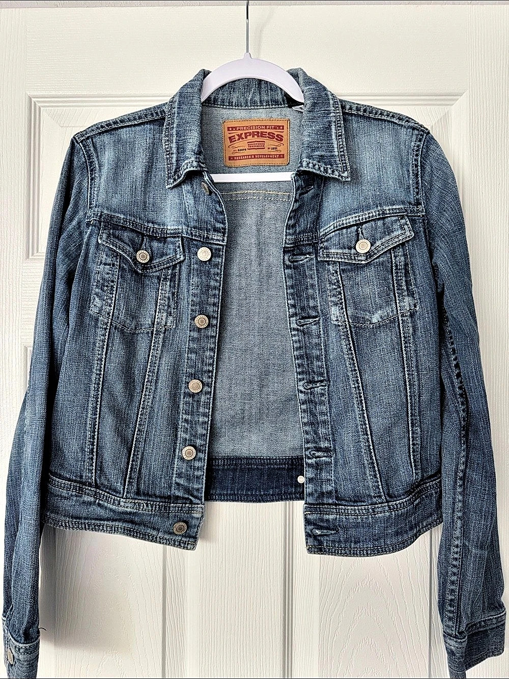 Express Precision Fit Denim Jacket Blue